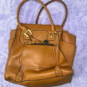 London Fog Brown Shoulder Bag with Gold Accents